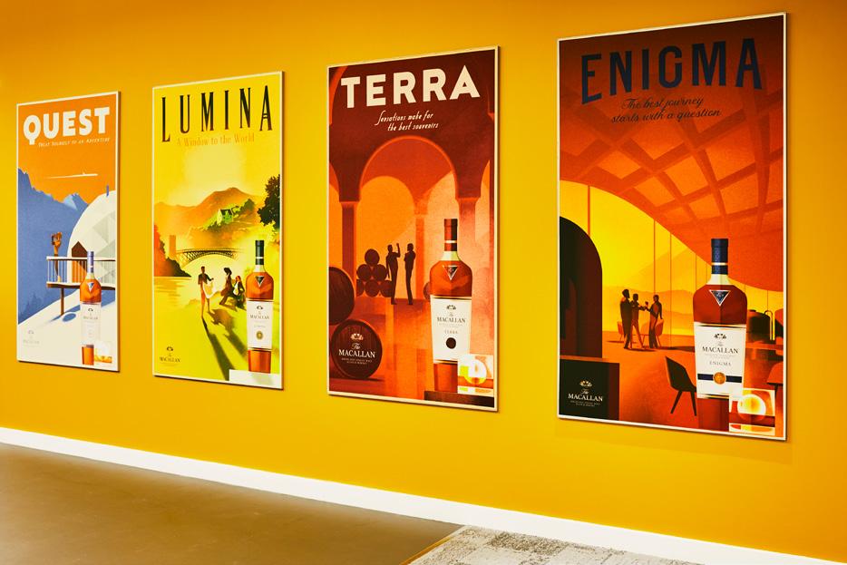 Macallan Terra printed posters displaying whisky