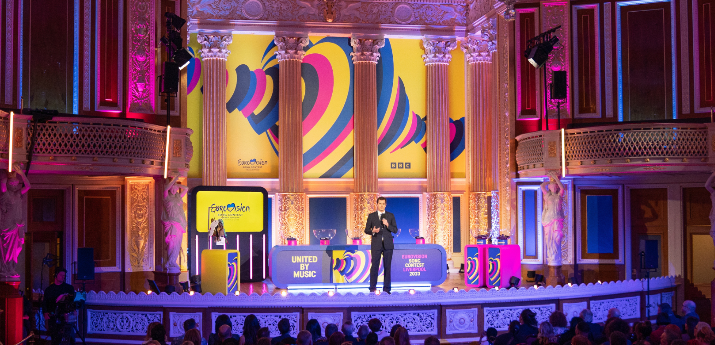 Eurovision podium in St George's Hall