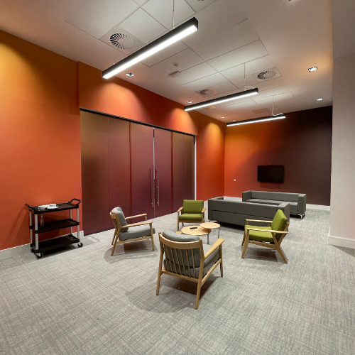 Orange meeting room wall graphics